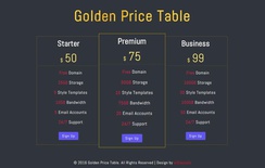 Golden Price Table Responsive Widget Template