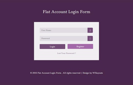 Flat Account Login Form Responsive Widget Template