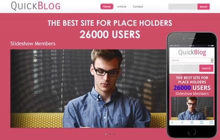 Quick Blog web and mobile website template for free