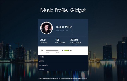 Music Profile Widget Responsive Widget Template