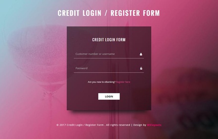 Credit Login and Register Form a Responsive Widget Template