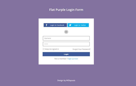 Flat Purple Login Form Responsive Widget Template