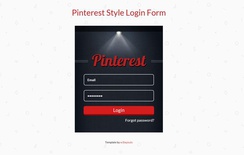 Pinterest Style Login Form Responsive Widget Template