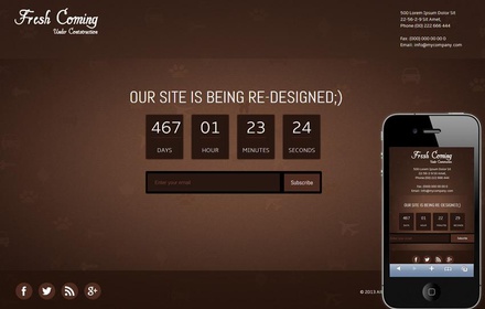 Fresh Coming Under Construction Mobile Website Template
