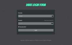 Dark Login Form Responsive Widget Template
