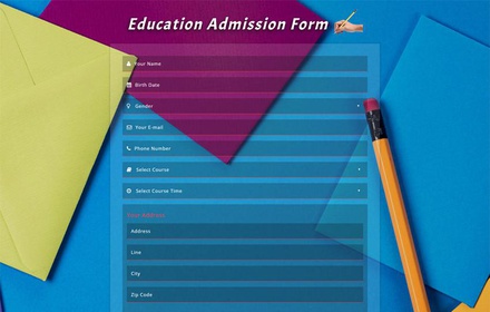 Education Admission Form Responsive Widget Template