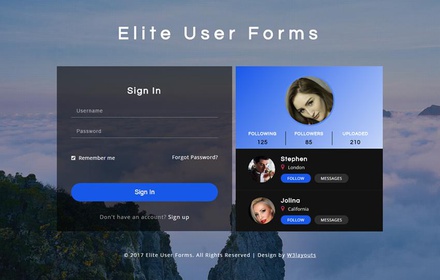 Elite User Forms Responsive Widget Template