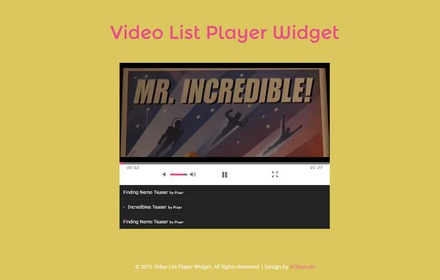 Video List Player Responsive Widget Template