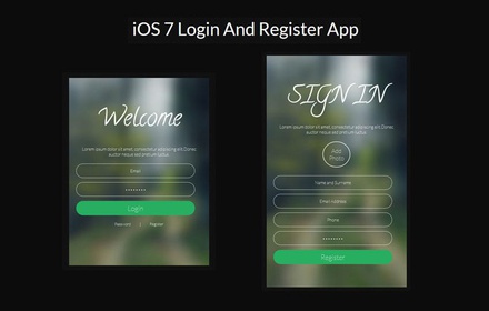 IOS7 Login Register App Responsive Widget Template