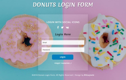 Donuts Login Form Flat Responsive Widget Template