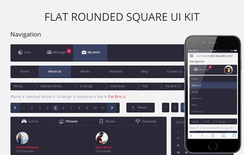 Flat Rounded Square UI Kit Responsive template