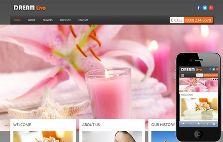 Dream Live Beauty Parlour Mobile Website Template
