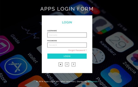 Apps Login Form Flat Responsive Widget Template