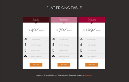 Flat Pricing Tables Responsive Widget Template