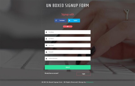 Unboxed Signup Form a Flat Responsive Widget Template