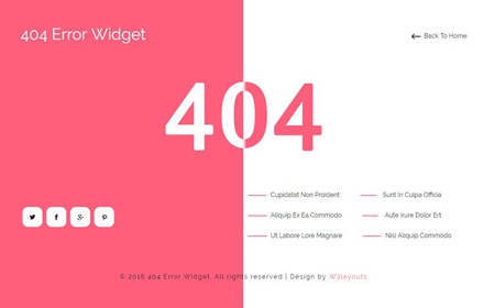 404 Error Widget Flat Responsive Widget Template