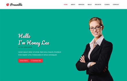 Preamble a Personal Category Bootstrap Responsive Web Template