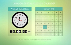 Analog Clock Digital and Calendar Responsive Widget Template