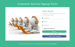 Customer Service Signup Form Responsive Widget Template