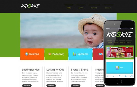 Kids Kite web and mobile template for free