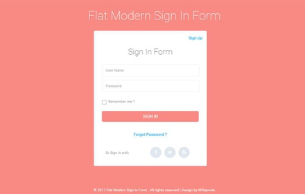 Flat Modern Signin Form Flat Responsive Widget Template