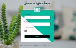 Green Login Form Flat Responsive Widget Template