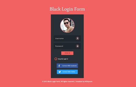 Black Login Form Responsive Widget Template