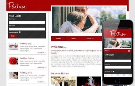 Partner a wedding planner Mobile Website Template