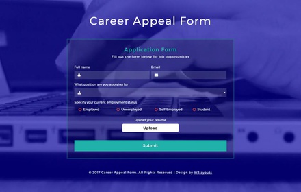 Career Appeal Form Responsive Widget Template